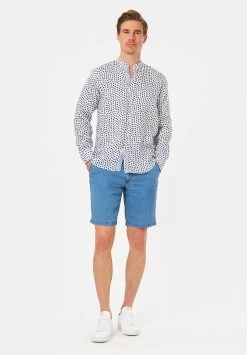 Francesco Fabbri Leinen-Bermuda 10646294 -Sportmode Geschäft FF 1444 23 Jeansblau Kordelzug 4